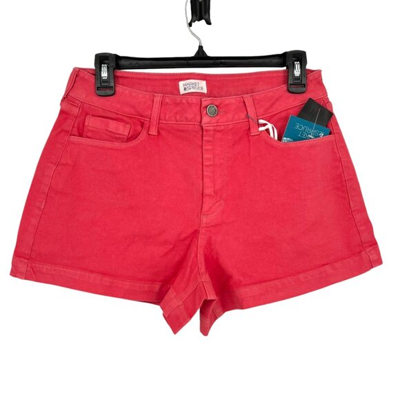 Market & Spruce Coral Cotton Blend Flat Front Mid-Rise Shorts Size 8 NWT - Picture 1 of 8